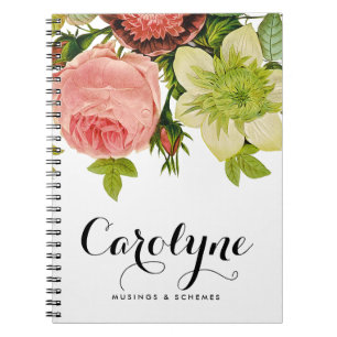 Vintage botanische Blumen Kalligrafie personalisie Notizblock