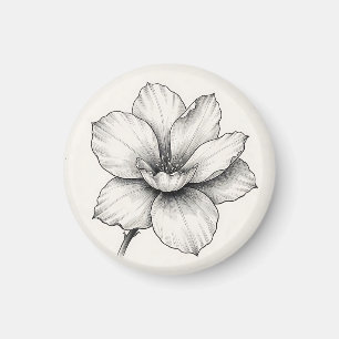 Vintage botanische Blumen-Tuschzeichnung Linie Magnet