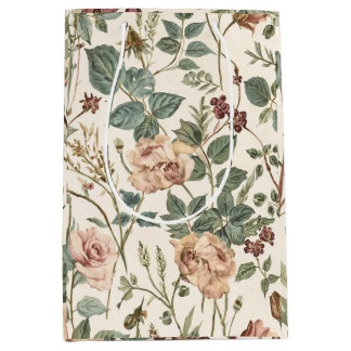 Vintage Botanische Blumengarten-Optik Mittlere Geschenktüte