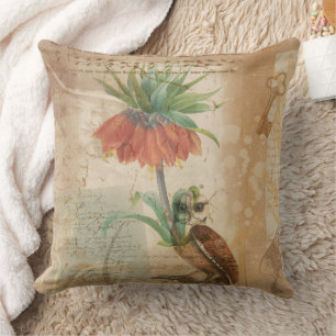 Vintage botanische Blumenillustration Kissen