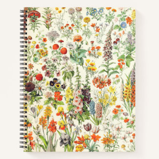 Vintage botanische Blumenschrift Notizblock