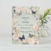 Vintage Botanische Butterfly-Hochzeit Einladung (Stehend Vorderseite)