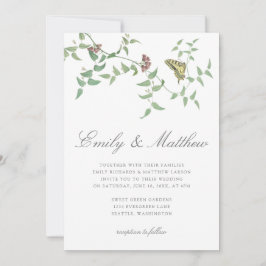 Vintage Botanische Butterfly-Hochzeit Einladung