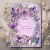 Vintage Botanische Butterfly-Hochzeit RSVP Karte