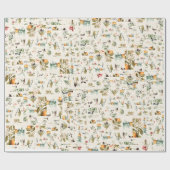 Vintage botanische Collage Geschenkpapier (Flach)
