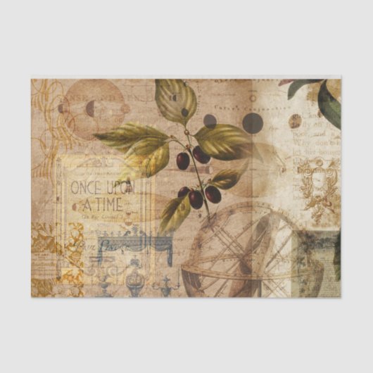 Vintage botanische Collage Seidenpapier (Vorderseite)