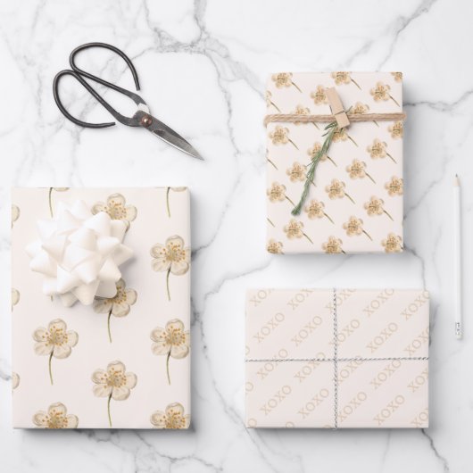 Vintage Botanische Creme Geschenkpapier Set (Vorderseite)