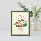 Vintage botanische Cyclamen Blume Postkarte (Stehend Vorderseite)