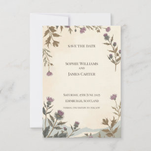 Vintage-Botanische Distel-Schottische Save-the-Dat Save The Date