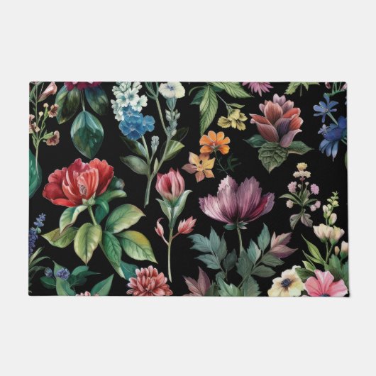 Vintage botanische Elegance Black Fußmatte (Vorderseite)