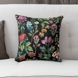 Vintage botanische Elegance Black Kissen