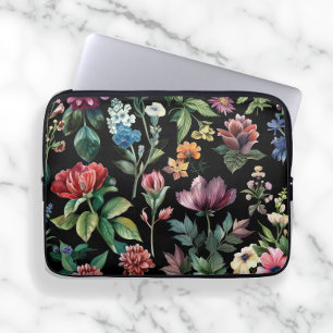 Vintage botanische Elegance Black Laptopschutzhülle