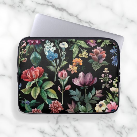 Vintage botanische Elegance Black Laptopschutzhülle