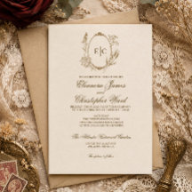 Vintage Botanische Eleganz Beige Hochzeits Einladu