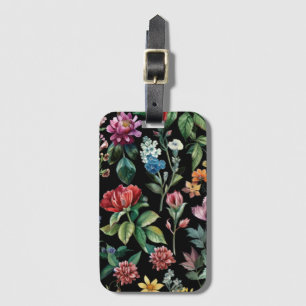 Vintage Botanische Eleganz Schwarz Gepäckanhänger