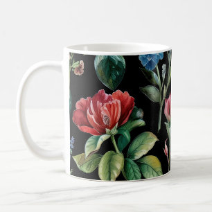 Vintage Botanische Eleganz Schwarz Kaffeetasse