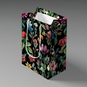 Vintage Botanische Eleganz Schwarz Mittlere Geschenktüte