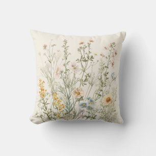 Vintage botanische Eleganz: Wildblumen und Kräuter Kissen
