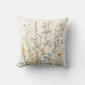 Vintage botanische Eleganz: Wildblumen und Kräuter Kissen