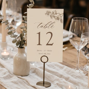 Vintage Botanische Elfenbein-Hochzeit Tischnummer