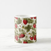 Vintage botanische Erdbeermuster Keramik Tasse (Mittel)