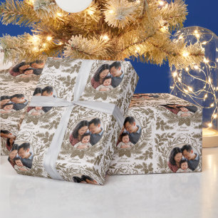 Vintage Botanische Familienfoto Weihnachten - Brau Geschenkpapier
