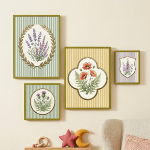 Vintage Botanische Fingerhut- und Blauglockenblume Poster