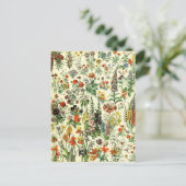 Vintage Botanische Fleurs Postkarte (Stehend Vorderseite)