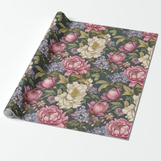 Vintage botanische Flora Geschenkpapier (Ungerollt)
