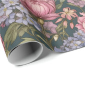 Vintage botanische Flora Geschenkpapier (Rolleneckpunkt)