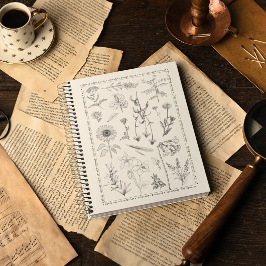 Vintage botanische Flora Moth Hardcover Notizblock