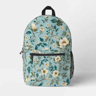 Vintage Botanische Florale Blaue Kinder Bedruckter Rucksack