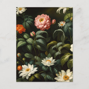 Vintage botanische florale Gartenstillleben Feiertagspostkarte