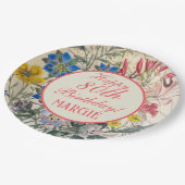 Vintage botanische Florenkoralle Pappteller (Schrägansicht)