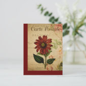 Vintage Botanische Französische Postkarte Echinace (Stehend Vorderseite)
