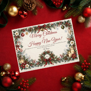 Vintage Botanische Frohe Weihnachten Ein gutes neu