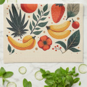Vintage botanische Früchteernte Volkskunst Geschirrtuch (Gefaltet)