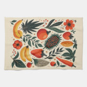 Vintage botanische Früchteernte Volkskunst Geschirrtuch (Horizontal)