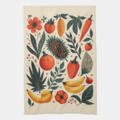 Vintage botanische Früchteernte Volkskunst Geschirrtuch (Vertikal)