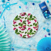 Vintage botanische Fuchsia-Rosa-Kirschen drucken Pappteller (Party)