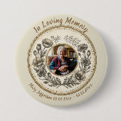 Vintage Botanische Gedenkfeier des Lebens Button (Vorderseite)