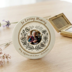 Vintage Botanische Gedenkfeier des Lebens Button