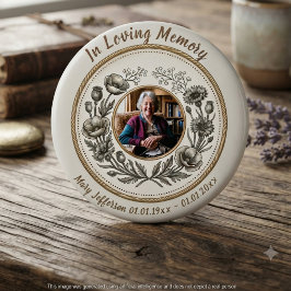Vintage Botanische Gedenkfeier des Lebens Button