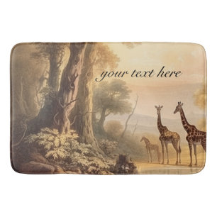 Vintage botanische Giraffen, anpassbar Badematte
