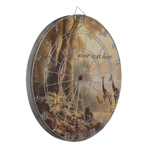 Vintage botanische Giraffen, anpassbar Dartscheibe (Vorderseite Links)