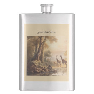 Vintage botanische Giraffen, anpassbar  Flachmann