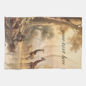 Vintage botanische Giraffen, anpassbar Geschirrtuch (Horizontal)