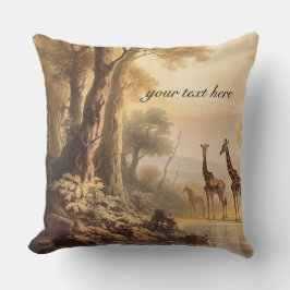 Vintage botanische Giraffen, anpassbar Kissen