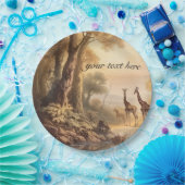 Vintage botanische Giraffen, anpassbar Pappteller (Party)