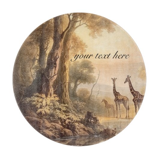 Vintage botanische Giraffen, anpassbar Schneidebrett (Vorderseite)